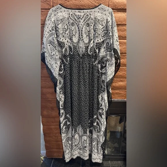 Speed Control Black and White Paisley Kaftan Dress size 2x - Picture 4 of 4